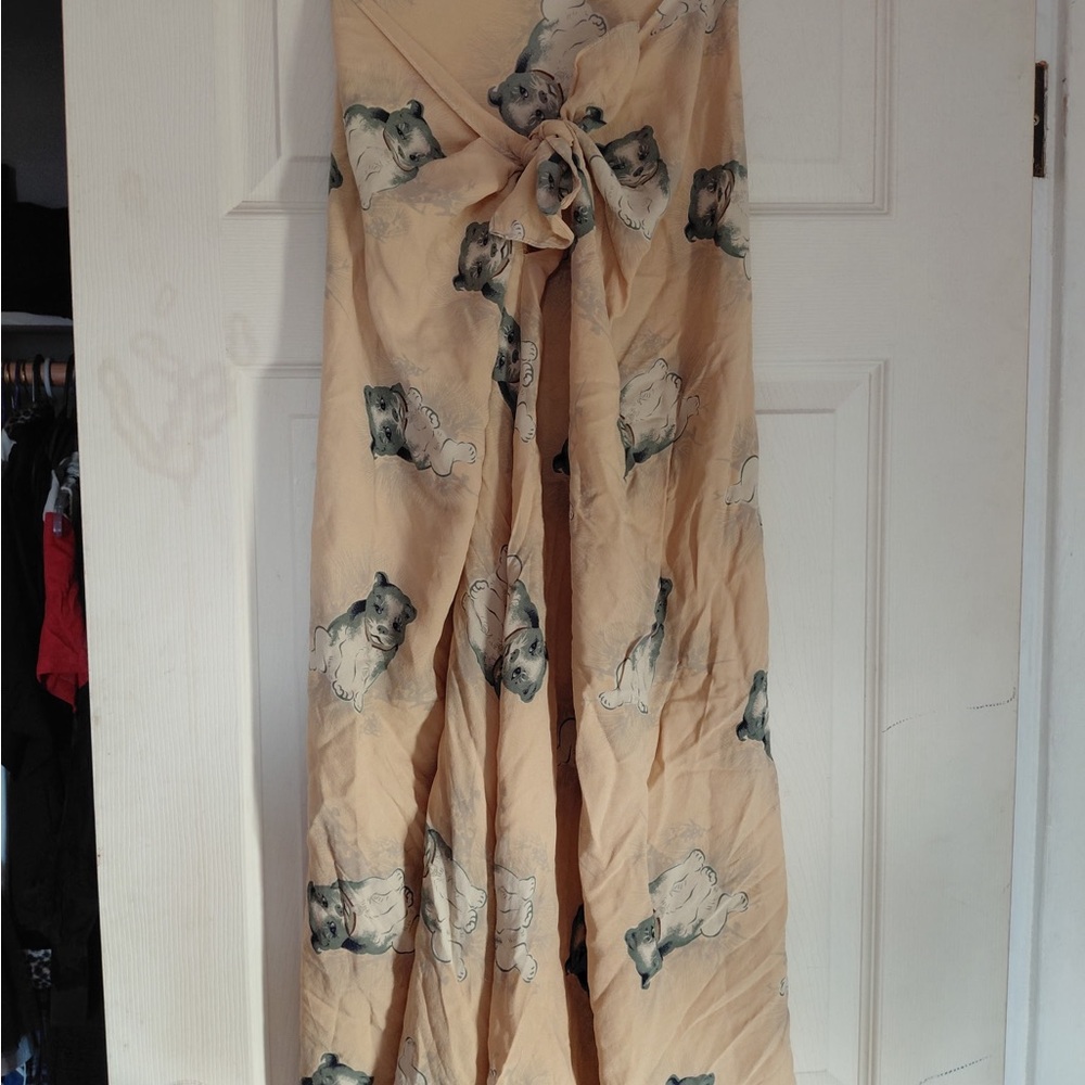 Women's Beige Skirt with Animal Print